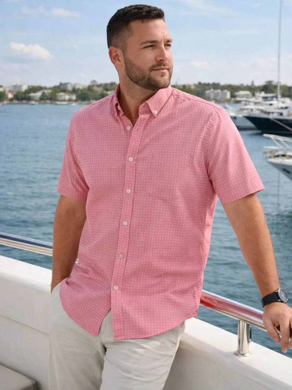 Banana Republic Slim 100% Luxe Poplin Cotton Short Sleeve Button Down Size Med